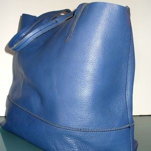 J. Crew Cornflower Blue Leather Tote Bag